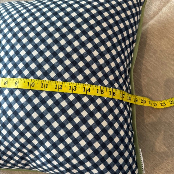 Pottery Barn Navy Gingham Throw Pillows with Green Trim – Set of 2 (18x18) - Picture 8 of 10